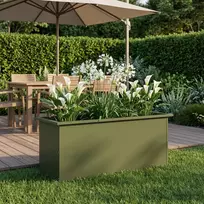 Sodo vazonas su LED Alyvuogių žalia 40 x 100 x 40 cm Plienas