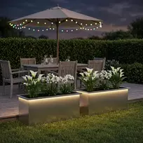 Sodo vazonas su LED 2 vnt. Sidabrinė 40 x 100 x 40 cm