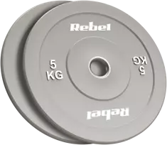 >>>Olimpiniai gumuoti BUMPER svareliai, BEAST serijos, 2 x 5kg rinkinys, skylės skersmuo 51 mm, REBEL ACTIVE