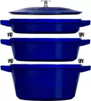 STAUB 3 indų rinkinys + dangtis 24 cm mėlynas