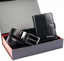 Pierre Cardin dovanų rinkinys: vyriška odinė piniginė ir diržas.