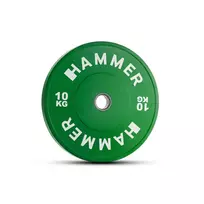 Svarmens plokštė HAMMER Bumper Plate, žalia, 50 mm, 10 kg