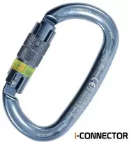 Italija KONG i-Ovalone Twist Lock Bright Titanium – ovalus karabinas su NFC