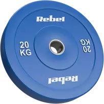 >>>Olimpinis gumuotas BUMPER svorio diskas, BEAST serijos, 20 kg, skylės skersmuo 51 mm, REBEL ACTIVE