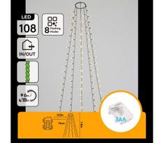 Aigostar - LED lauko kalėdinė girlianda 108xLED/8 funkcijų 3xAA 1,8m IP44 šiltai balta