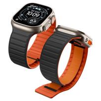 Laikrodžio dirželis Spigen Athlex Air M, skirtas Apple Watch 44/45/46/49 mm, juodas / oranžinis