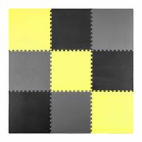 Ricokids Putplasčio dėlionės kilimėlis 180x180cm 9 vnt. pilkai geltonas
