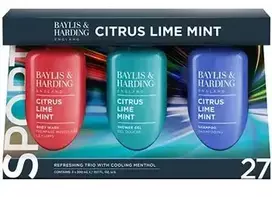 Baylis & Harding Men Refreshong trio plaukams ir kūnui (citrusai, liepžiedžiai ir mėtos) – dovanų rinkinys kūno ir plaukų priežiūrai (3 vnt.)