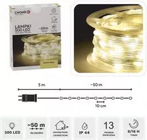 LED girlianda ant ritės, 500 LED, 53 m, šiltai balta