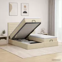 Reguliuojama lova su čiužiniu 2 vnt. Kreminė Audinys