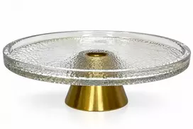 Stiklinė serviravimo lėkštė ant kojelės 32 cm