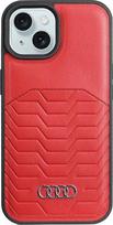 Audi Synthetic Leather MagSafe dėklas iPhone 15 Plus ir 14 Plus telefonams, raudonas