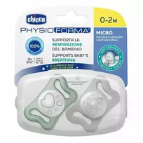 Šviečiantys silikoniniai čiulptukai Chicco PhysioForma Micro Glow, 2 vnt.