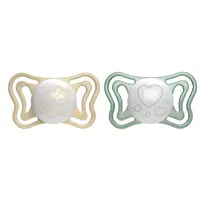 Šviečiantys silikoniniai čiulptukai Chicco PhysioForma Light Glow, 2 vnt.