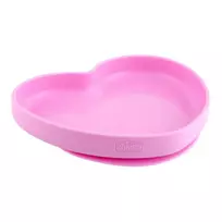 Silikoninė širdelės formos lėkštutė su siurbtuku Chicco Easy Plate, rožinė