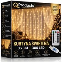 KREOleo LED šviesų užuolaida, 3 × 3 m, 300 šiltai baltų lempučių, kalėdinė girlianda