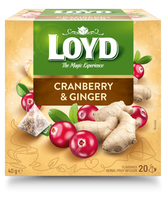 Žolelių ir vaisių arbata LOYD, spanguolių ir imbierų skonio, 20 x 2g