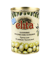 Alyvuogės ELITA žaliosios, didelės, be kauliukų, L dydis, 360 g/ 190 g