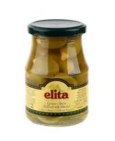 Alyvuogės ELITA žaliosios, su migdolų įdaru, L dydis, 370 g/ 200 g