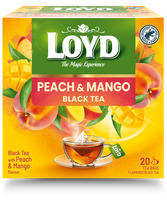 Juodoji arbata LOYD, persikų ir mangų aromato, 20x2g
