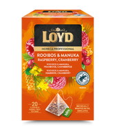 Vaisinės arbatos gėrimas LOYD Rooibos su manuka medumi avietėmis ir spanguolėmis, piramidė,20 x 1,7g