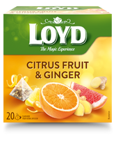 Vaisių ir žolelių arbata LOYD, imbiero ir citrusinių vaisių skonio, 20 x 2g