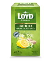 Žalioji arbata LOYD, citrinų-laimų ir imbiero skonio, 20 x 1.7g