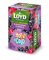 Vaisinis arbatos gėrimas LOYD HOT-COLD juodųjų serbentų ir hibisko skonio, 15x2 g