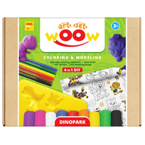 Kūrybinis rinkinys vaikams WOOW Dino parkas 4 in 1 su plastilinu