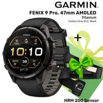 GARMIN Fenix 9 Pro 47mm AMOLED, Carbon DLC Titanium Black/Pebble + DOVANA HRM 200 Sensor sportinis laikrodis 010-04336-16 / 010-13388-00