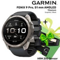 GARMIN Fenix 9 Pro 51mm AMOLED, Titanium Graphite / Black + DOVANA HRM 200 Sensor sportinis laikrodis 010-04337-26 / 010-13388-00