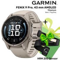 GARMIN Fenix 9 43mm AMOLED, Bare Titanium Fog Gray + DOVANA HRM 200 Sensor sportinis laikrodis 010-04761-01 / 010-13388-00