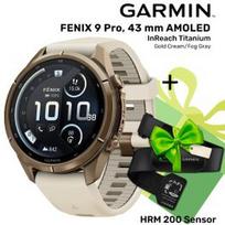 GARMIN Fenix 9 Pro 43mm AMOLED inReach, Gold Cream/Fog Gray + DOVANA HRM 200 Sensor sportinis laikrodis 010-04335-21 / 010-13388-00