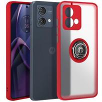 Apsauginis dėklas - Motorola - Moto G84 - Raudonas - Metalinis žiedas - Vaizdo laikiklis