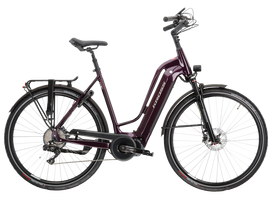 KROSS Trans Hybrid Prestige 630 D MY23 / Violet/Grey Glossy / moteriškas elektrinis miesto dviratis (28") (M)