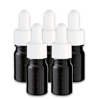 Juodas 5 ml stiklinis buteliukas su balta pipete, 5 vnt. rinkinys
