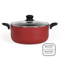 Puodas su stiklo dangčiu Livoo MEP151R Premier Chef, 28 cm, aliuminis, neprisvylanti danga, raudonas