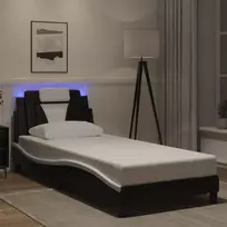 Lovos rėmas, Viana, su LED be čiužinio, juodas ir baltas, 90x200cm