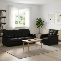 Sofos komplektas 2 pcs Juoda Dirbtinė oda