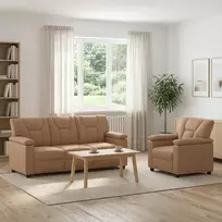 Sofos komplektas 2 pcs Kapučino Dirbtinė oda