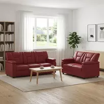 Sofos komplektas 2 pcs Vyno raudona Dirbtinė oda