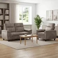 Sofos komplektas 2 pcs Šviesiai pilka Dirbtinė suedė oda