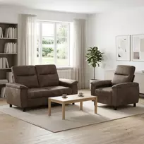 Sofos komplektas 2 pcs Tamsiai pilka Dirbtinė suedė oda