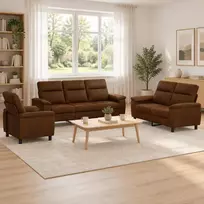 Sofos komplektas 3 pcs Ruda Dirbtinė suedė oda