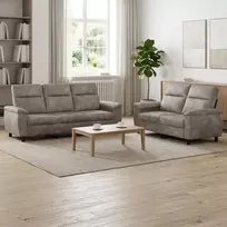 Sofos komplektas 2 pcs Šviesiai pilka Dirbtinė suedė oda