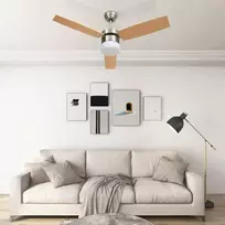 Lubinis ventiliatorius su apšvietimu ir pulteliu, rudas, 108cm