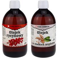 Migdolų aliejus 0,5 l ricinos aliejus 0,5 l dozatorius rinkinys Chosa