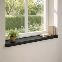Langų palangės 2 vnt. Juoda 100 x 30 x 2 cm Kietas bukas medis