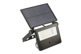 Prožektorius su saulės baterija, tvirtinamas prie lubų arba sienos GTV LUMOS, 2000 lm, 6400 °K, IP65, juoda sp.