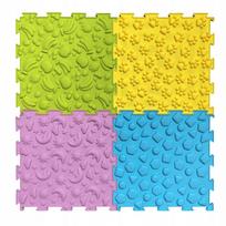 Sensorinis masažinis kilimėlis Lean Toys Sensory Path, 24.5 cm x 24.5 cm, 10 vnt, įvairių spalvų